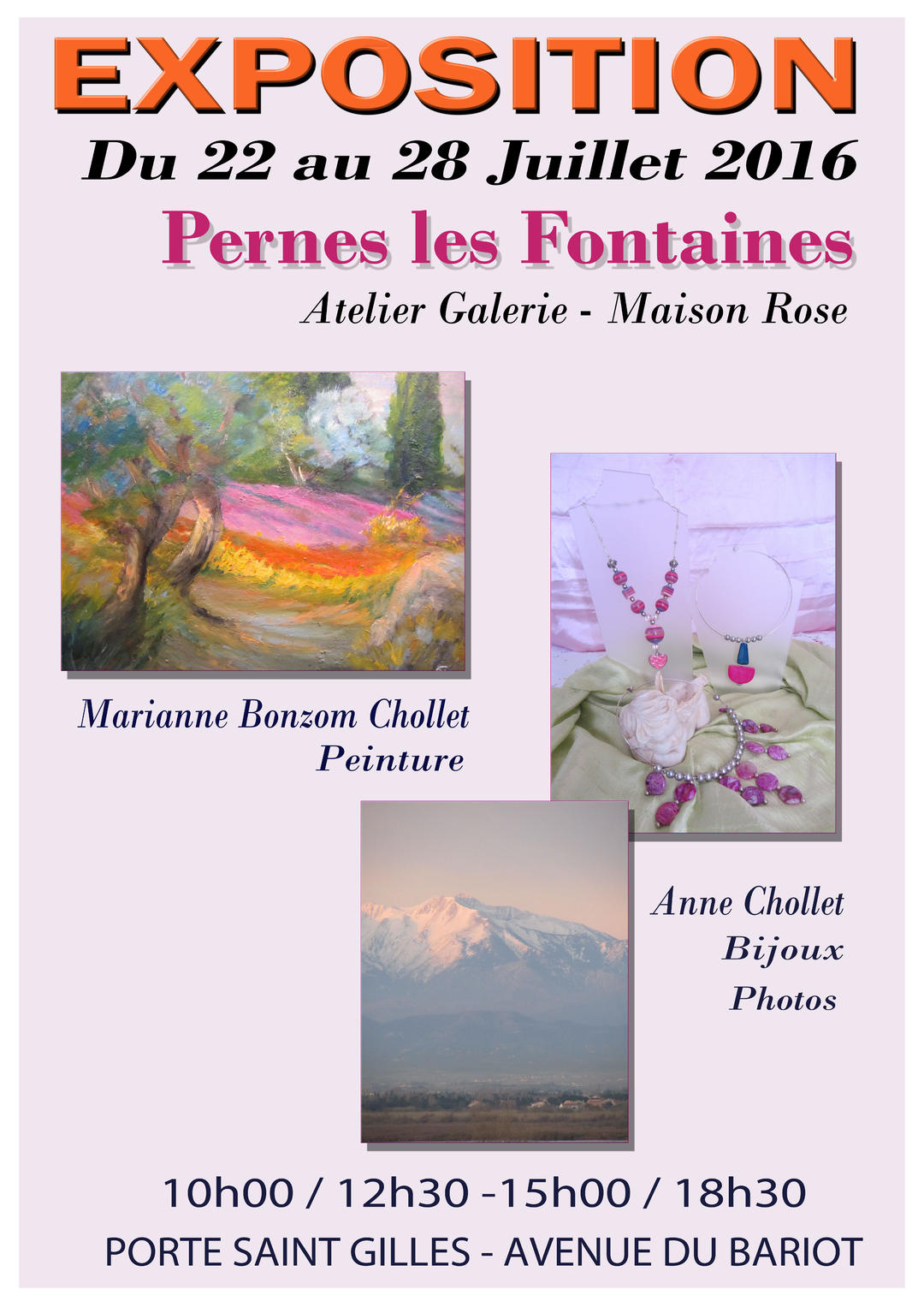Exposition de peinture, photos et bijoux