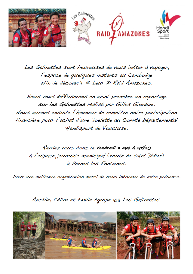 Soirée "retour sur le raid Amazones des Galinettes"