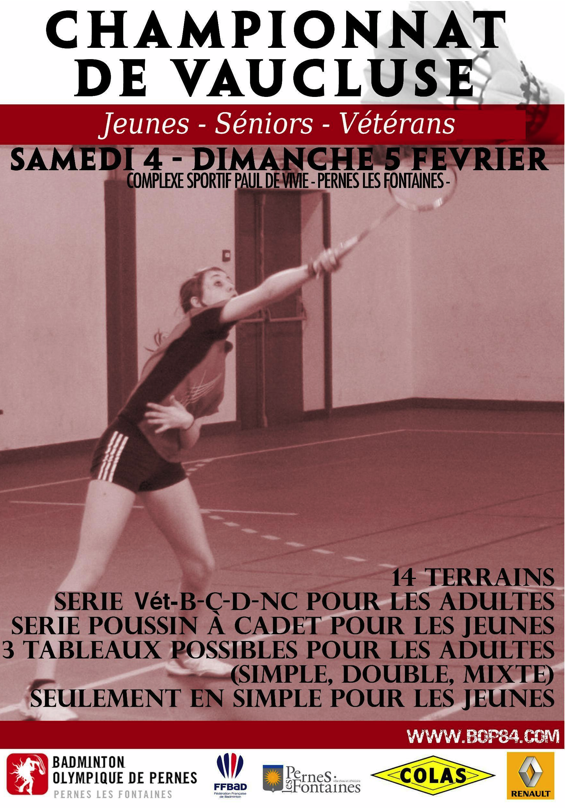 Badminton - Championnat de Vaucluse 2012, jeunes, séniors et vétérants 