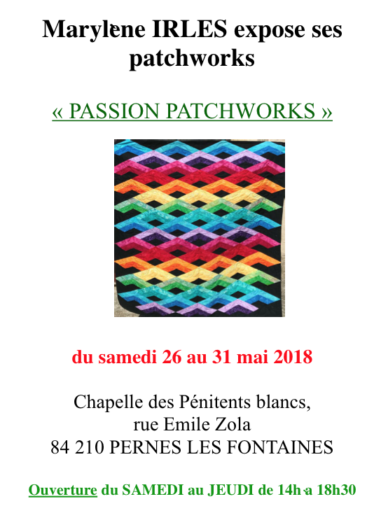 Exposition de Patchworks aux Pénitents