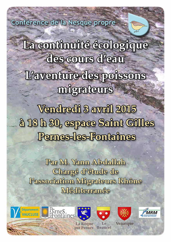 Conférence " la continuité écologique des cours d'eau-l'aventure des poissons migrateurs "