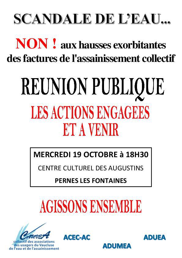 Réunion publique : "scandale de l'eau"