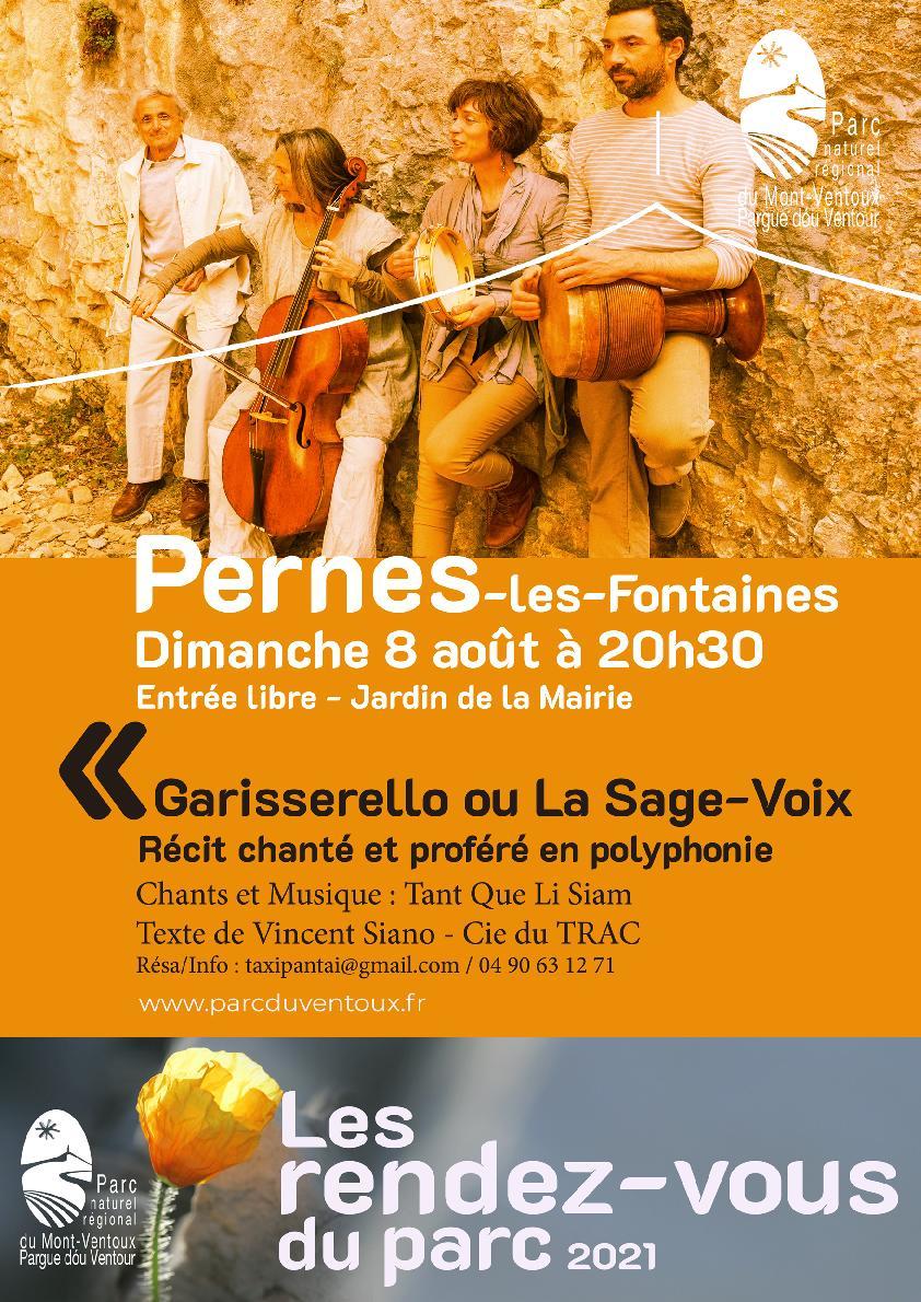 Spectacle « Garisserello » La Sage-Voix  dans les Jardins de la Mairie