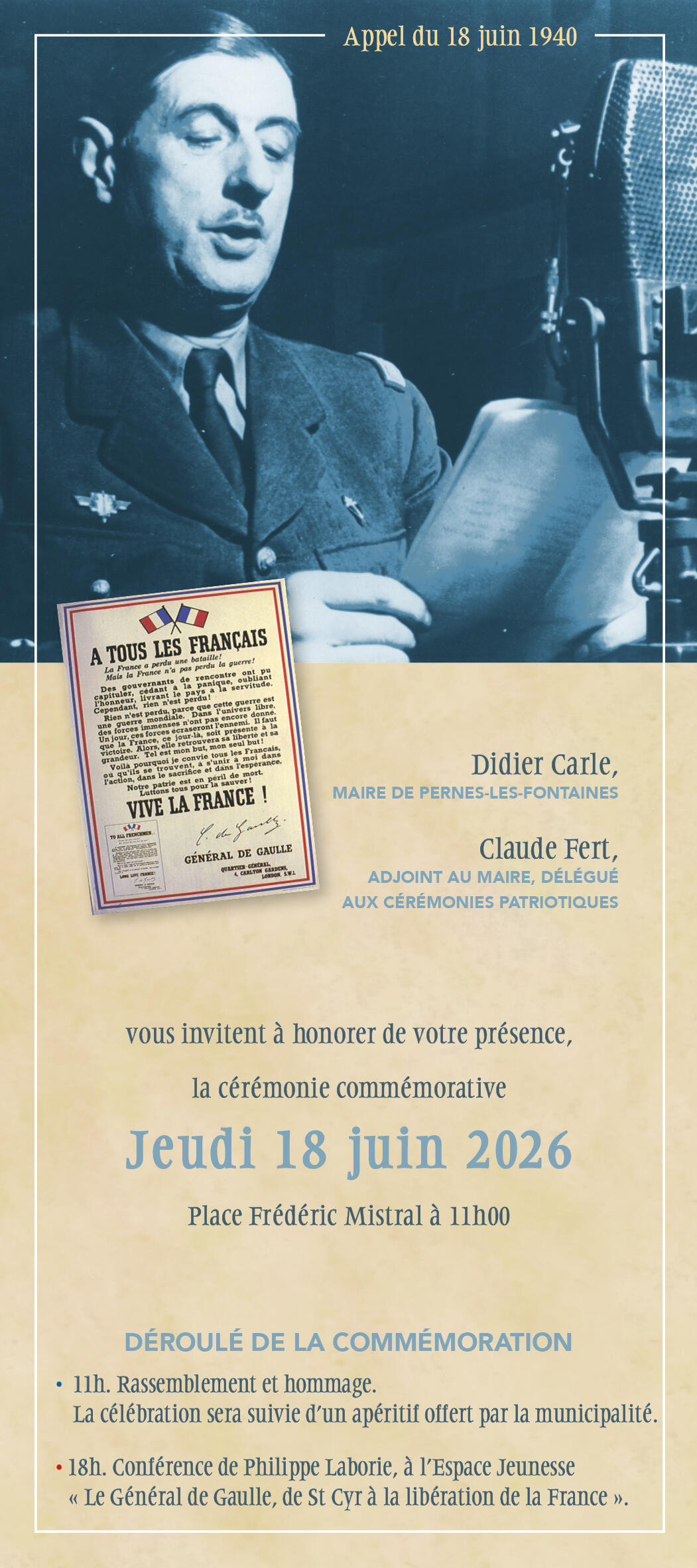 Commémoration de l’Appel lancé par le Général de Gaulle le 18 juin 1940