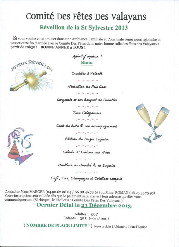 Réveillon aux Valayans