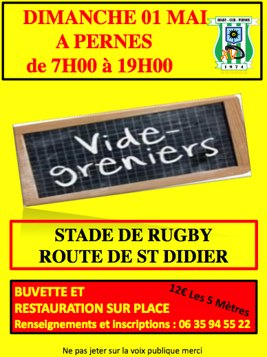Vide grenier du Rugby Club Pernois