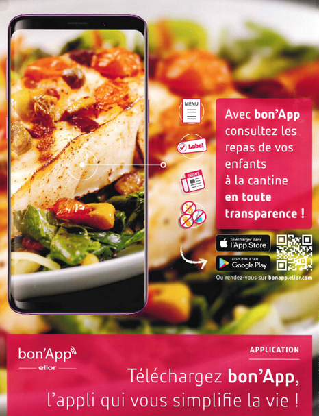 Une application pour connaitre les menus servis dans les restaurants scolaires de la ville !