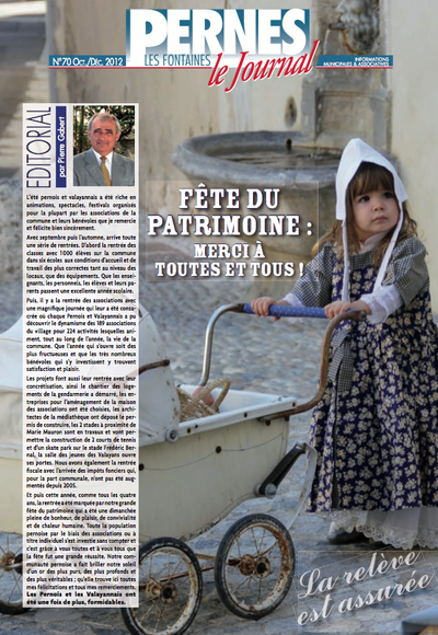 Le journal de Pernes N° 70 - octobre à décembre 2012